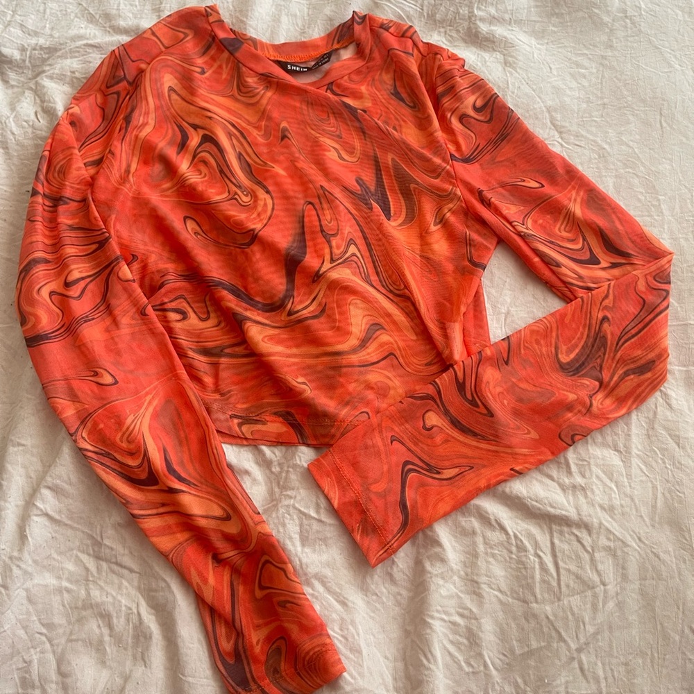 Orange Mesh top